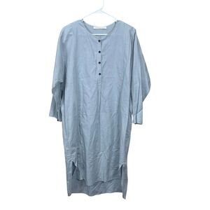 Creatures Of Comfort Tunic Dress Cotton Linen Blend Blue Size 6 Minimalist